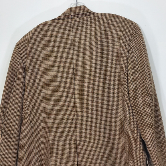 Lauren Ralph Lauren 100% Lambswool Hounds tooth Tan Jacket, Size 43L - Picture 6 of 15